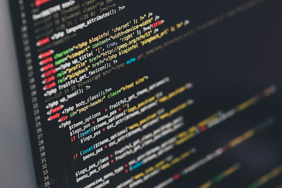 Web development code on a computer screen